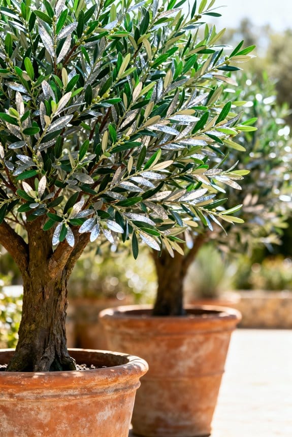 large faux olive trees