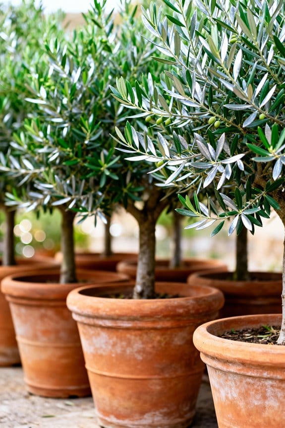 large potted olive trees