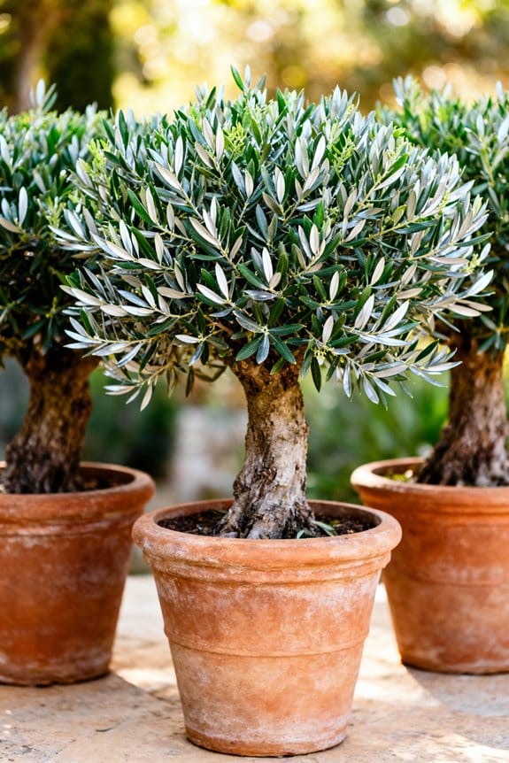 mature potted olive trees
