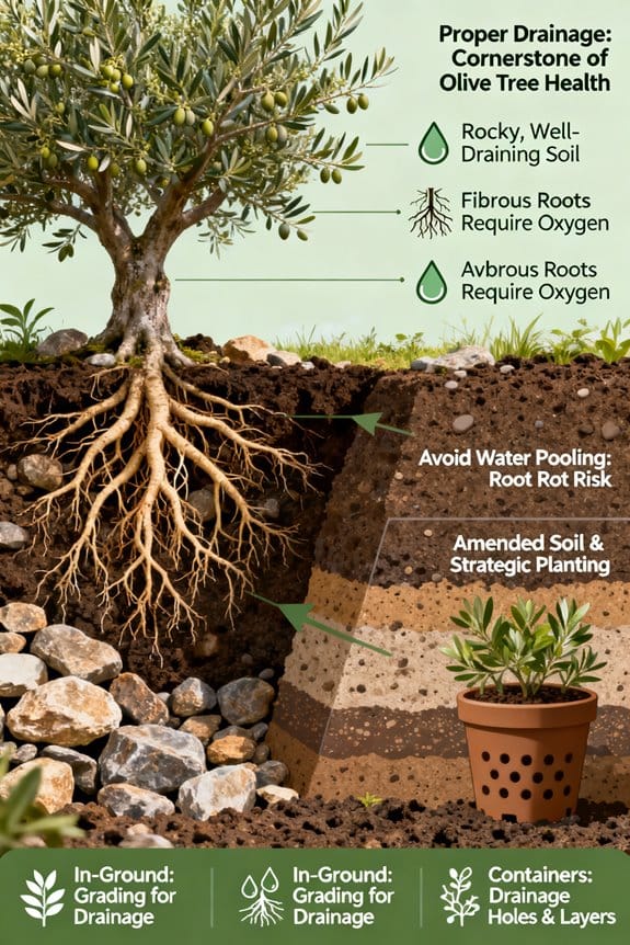 olive tree root drainage