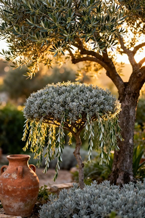 silvery green weeping foliage