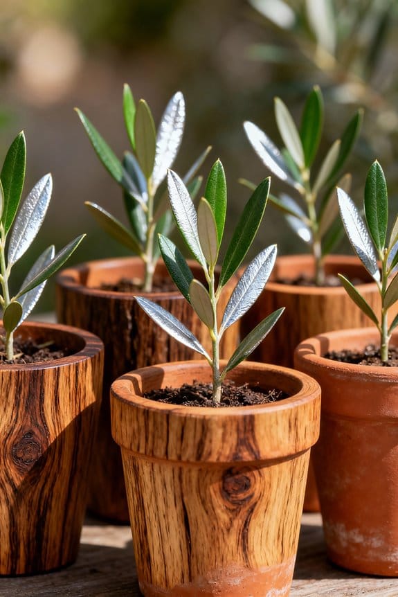 stylish olive wood planters
