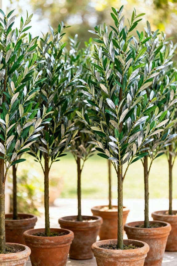 tall faux olive trees